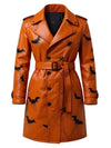 Halloween Spooky Leather Trench Coat