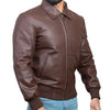 Henry Choco Brown Leather Bomber Jacket