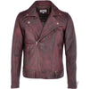 Mens Viking Bordeaux Leather Biker Jacket