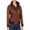Scarlett Brown Hooded Leather Bomber Jacket