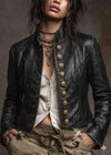 Genuine Lambskin Military Leather Jacket, Distressed Gothic Steampunk Bolero.