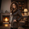 Women's Brown Sheepskin Leather Shearling Coat – Hooded Winter Jacket