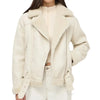 Kristen B-3 White Leather Bomber Jacket