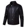 Men’s croc embossed leather jacket front view
