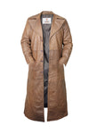 Men's Brown Leather Long Duster Coat