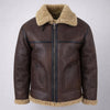 Men’s Brown Shearling Leather Jacket Warm Winter Aviator